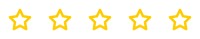 Five yellow outlined stars in a horizontal row on a white background.