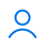 Blue user profile icon depicting a person outline.