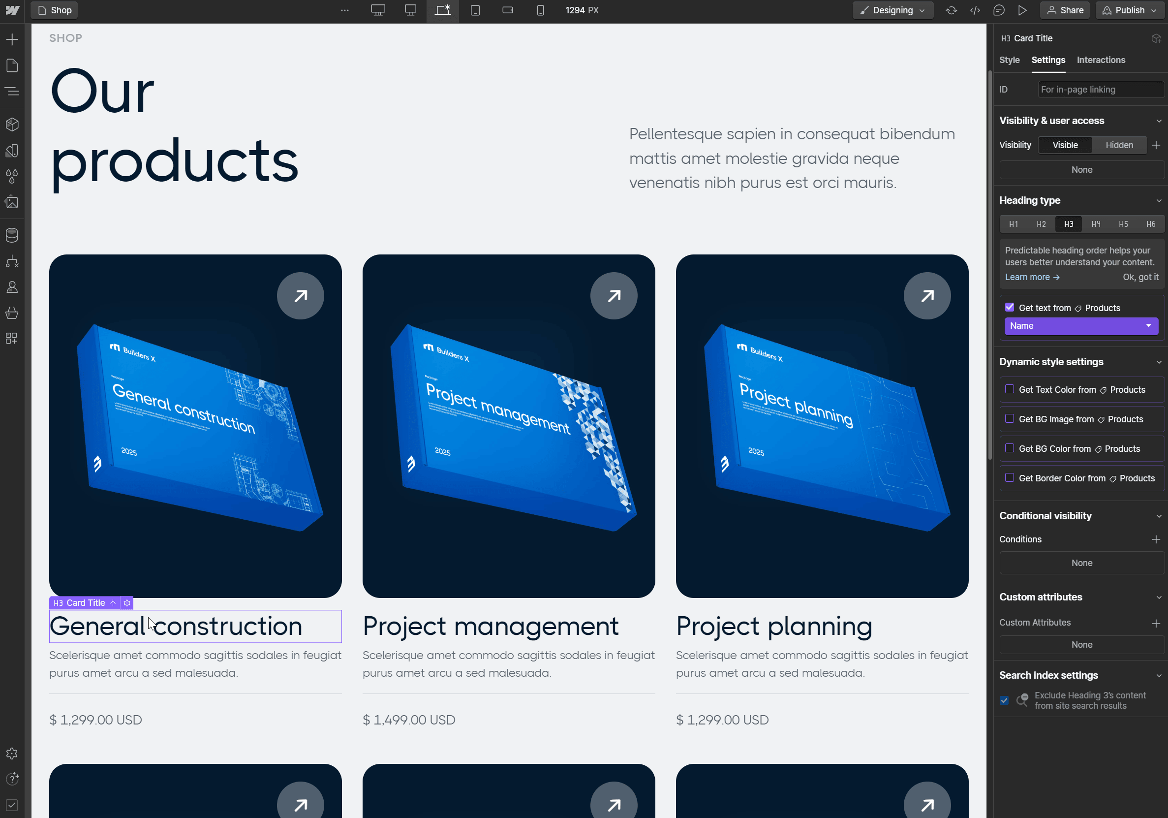 Ecommerce Content - Builders X Webflow Template