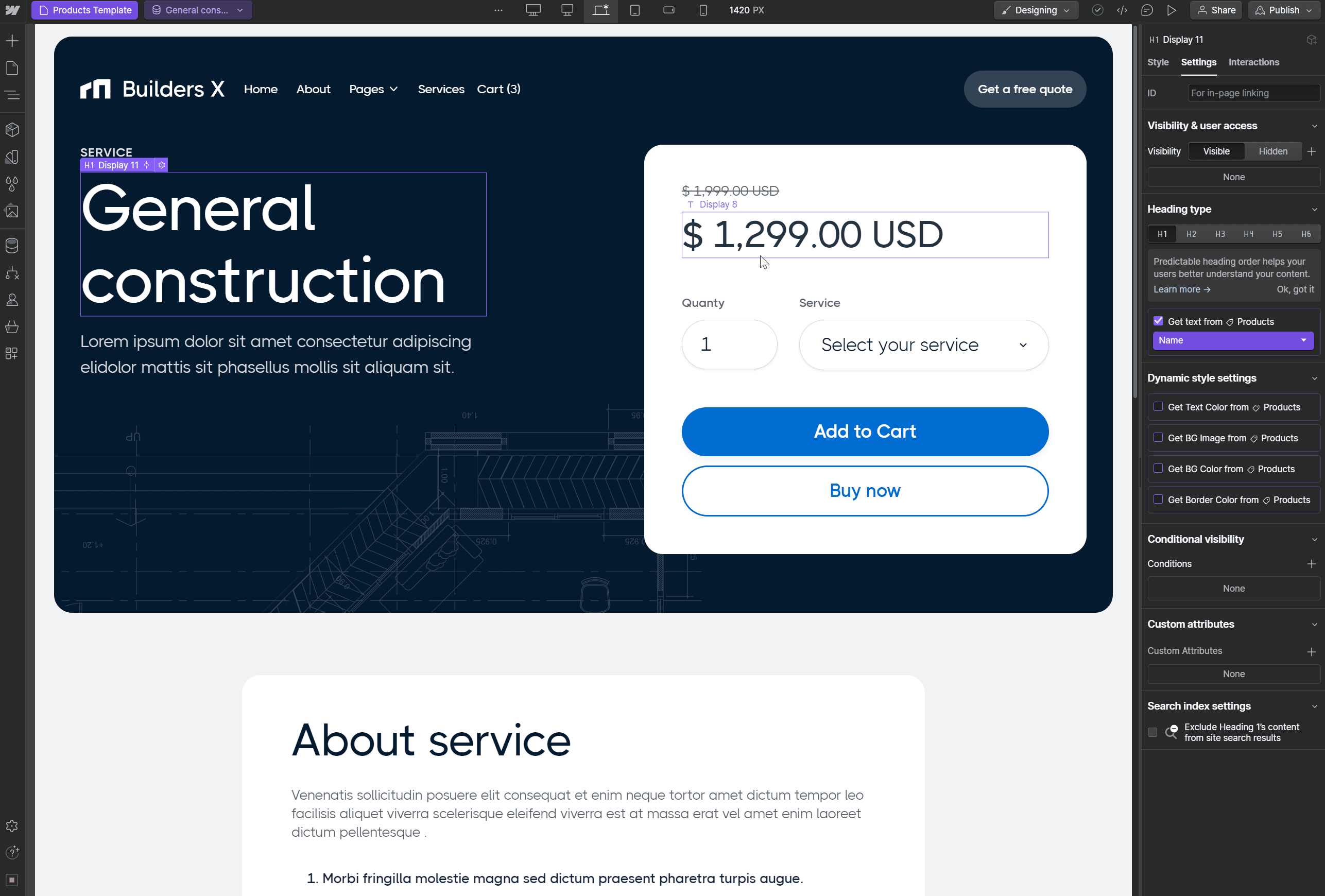 Ecommerce Page - Builders X Webflow Template