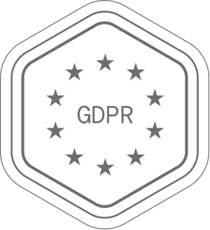 Black circular or shield-style compliance badge for GDPR.