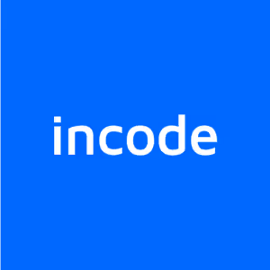 Blue square with the white Incode logo centered.
