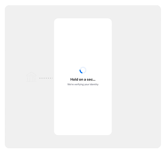 A screenshot of the GovFaceMatch user experience. The screen says “Hold on a sec… We’re verifying your identity.”