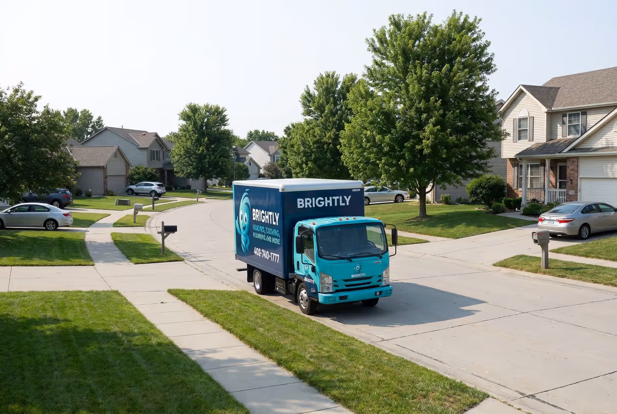 Brightly technician greeting a homeowner at the door