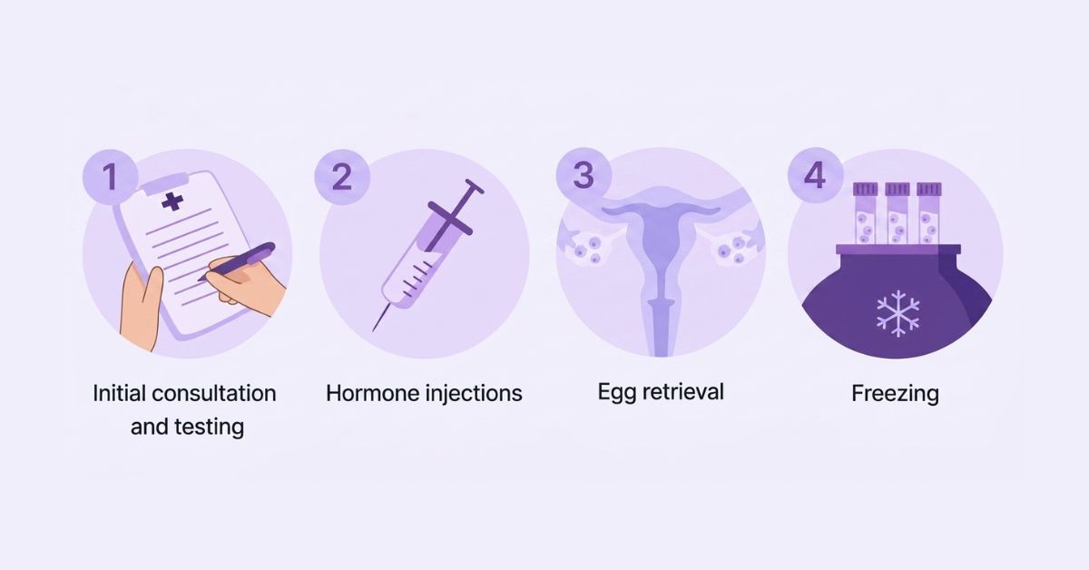 Step-by-step egg freezing process timeline