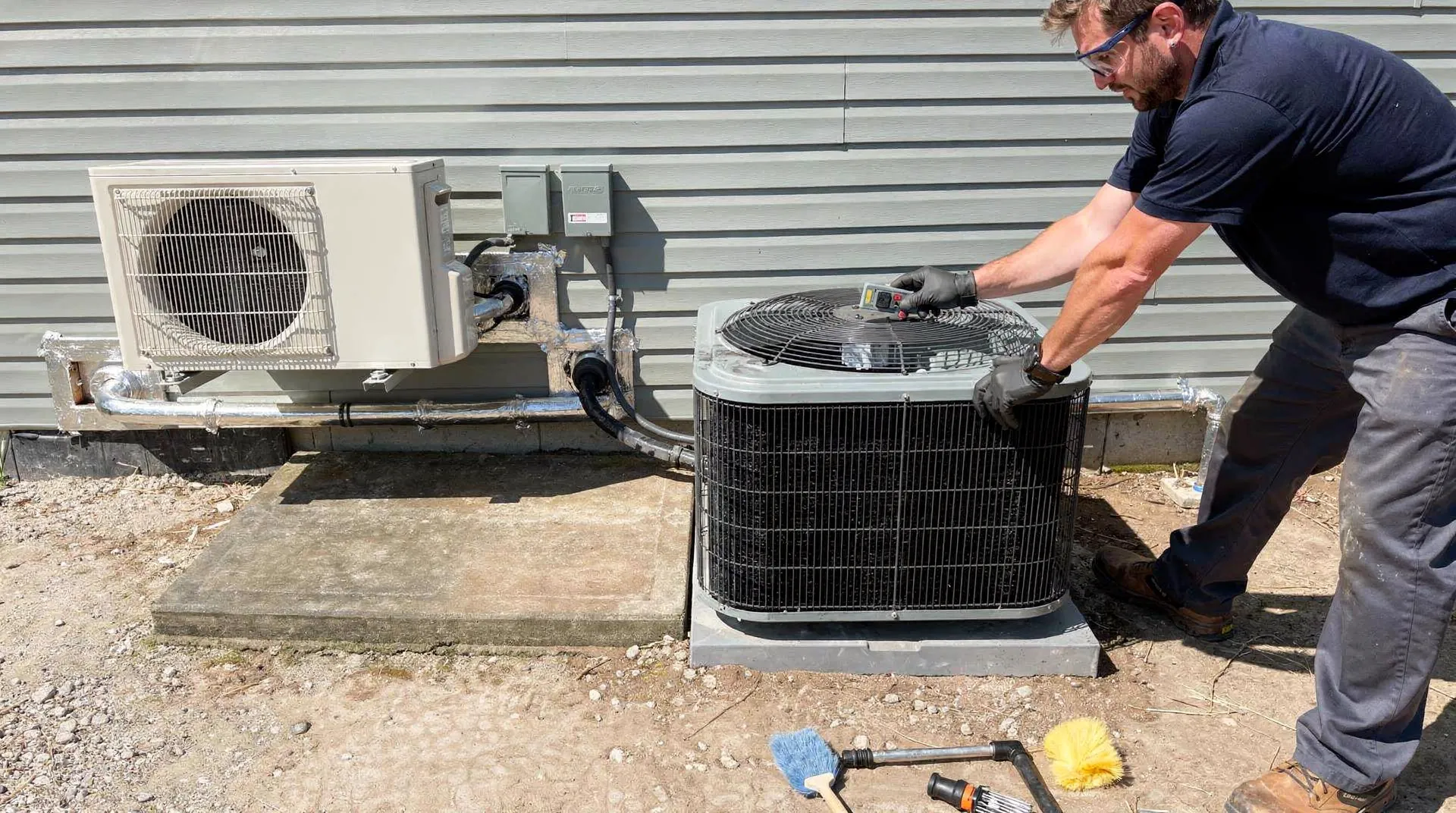 Turning off the unit before any cleaning work is the essential first safety step.; Routine