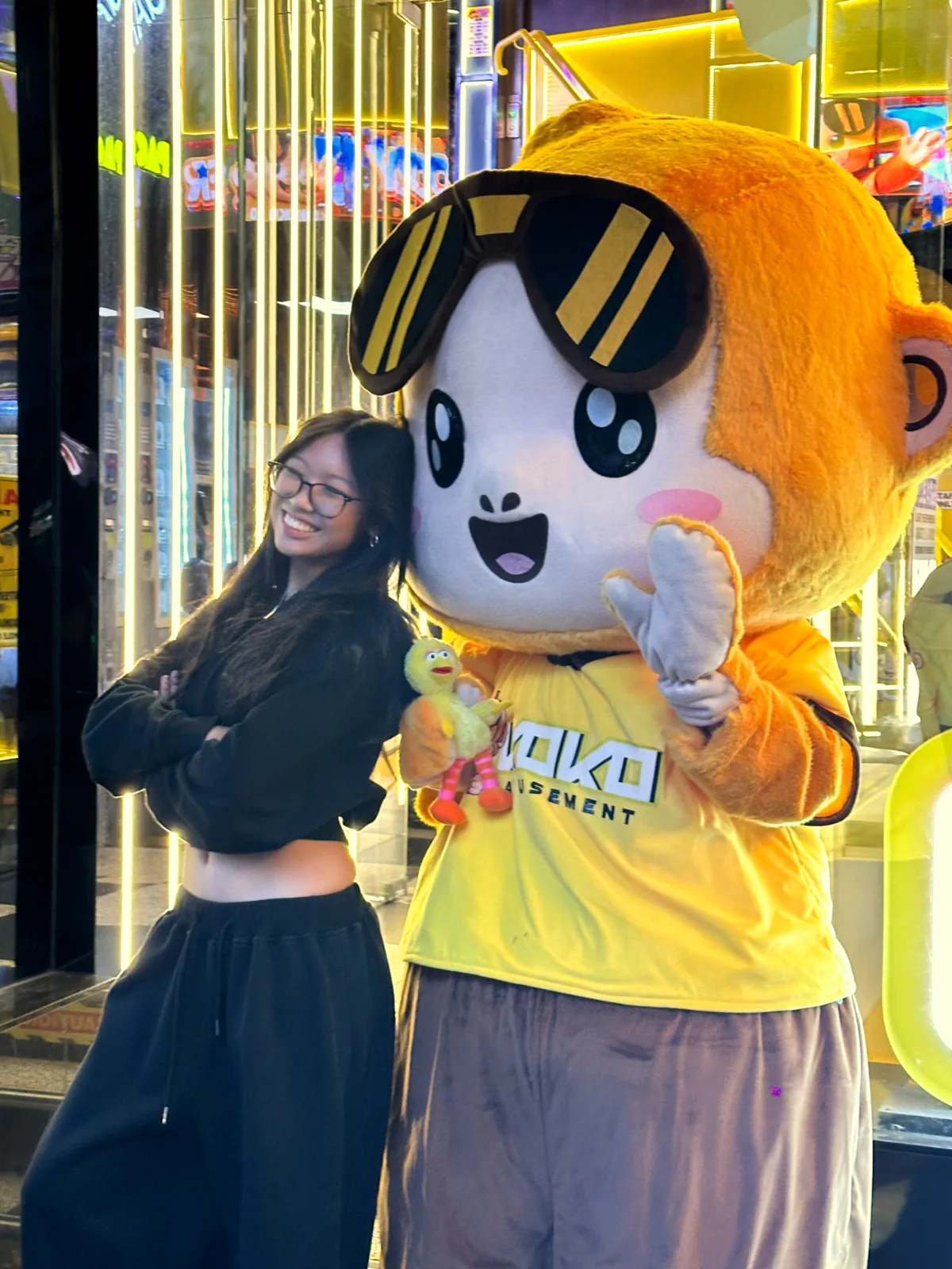 George the KOKO Amusement mascot on the arcade floor