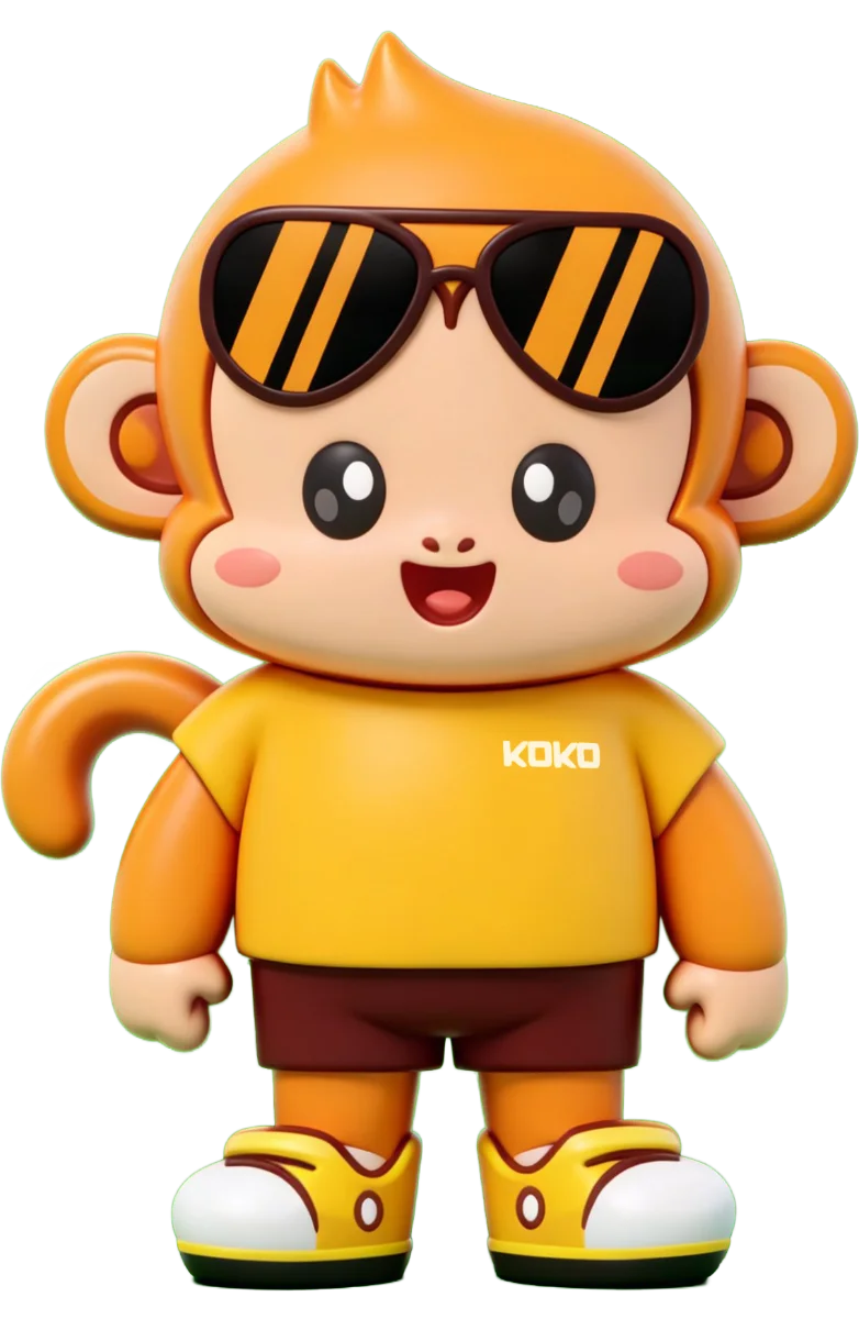 George the KOKO Amusement mascot, full body illustration