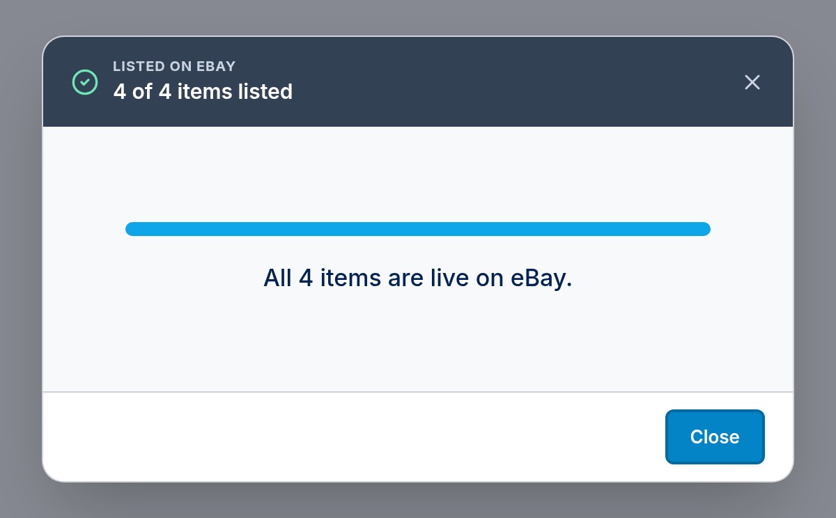 Listed on eBay: 4 of 4 items listed
