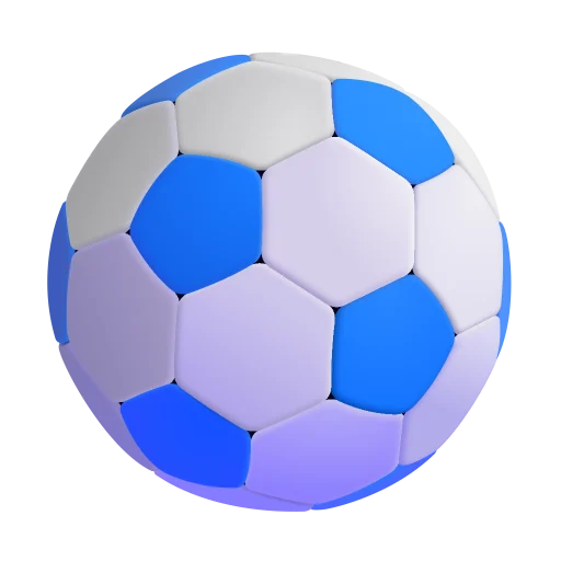 Ballon de football aux panneaux bleu et violet clair en 3D.