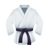 Kimono blanc avec ceinture noire pour les arts martiaux.