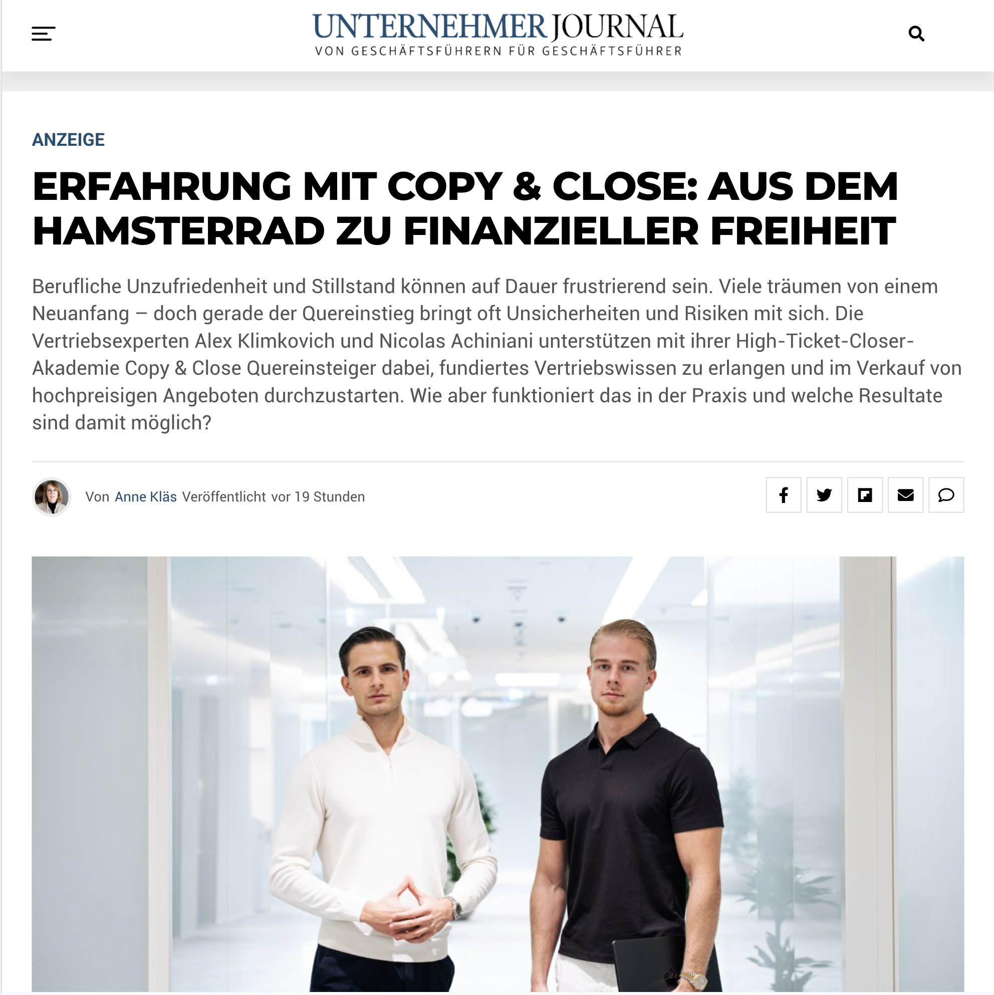 Copy Close Alex Klimkovich und Nicolas Achiniani bei Forbes