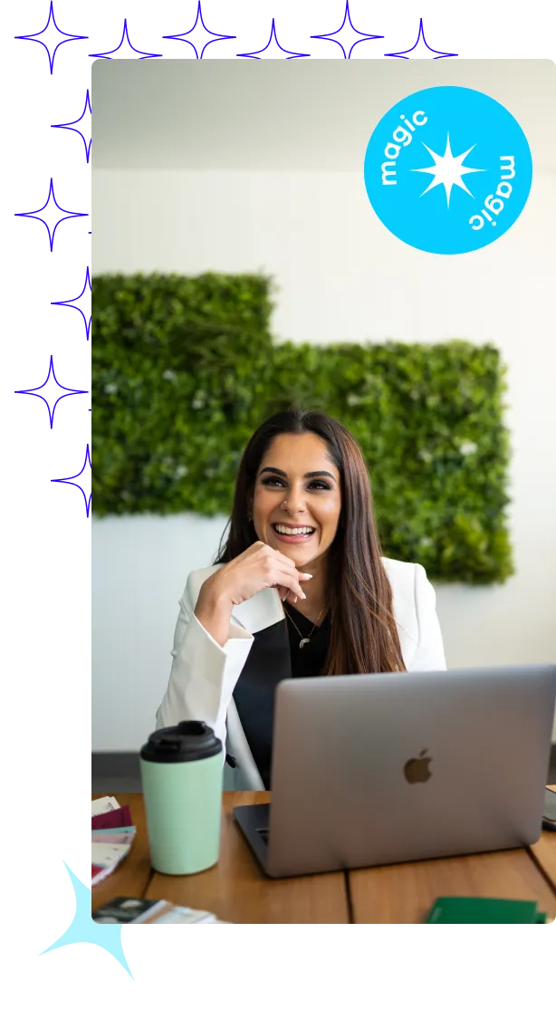 The brand ambassador smiling