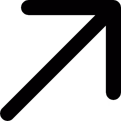 Black diagonal arrow pointing from bottom left to top right on white background.