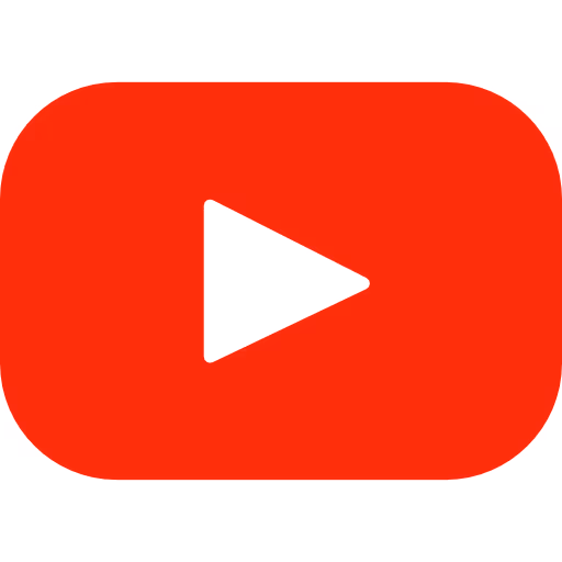 Red YouTube play button icon with white play triangle in the center.