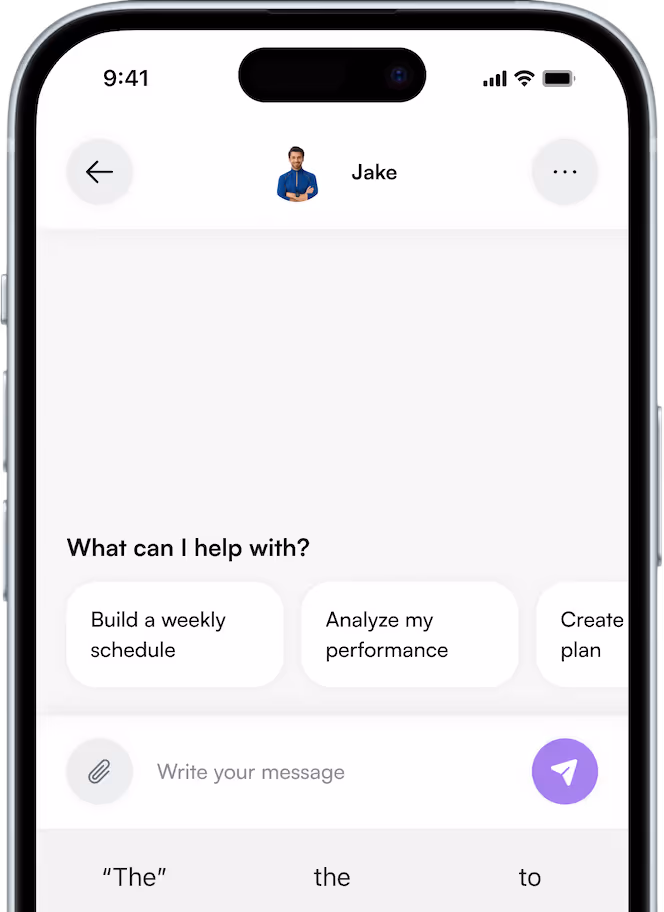 Smartphone screen showing a community app interface with tabs for All, Groups, and DM's & Friends, a search bar, and a list of groups and conversations including Gym wide group, Strength Training, and Marathon Preparation.