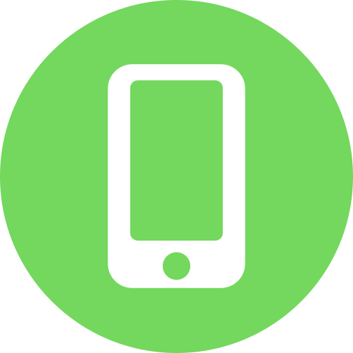 Black smartphone icon inside a green circle.