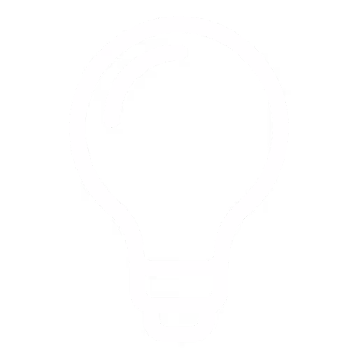 White light bulb icon with a rounded top and base on a black background.