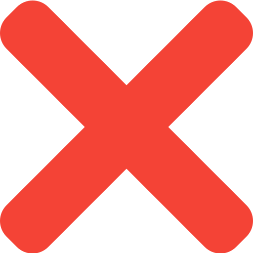 Red close or cancel icon in the shape of an X.