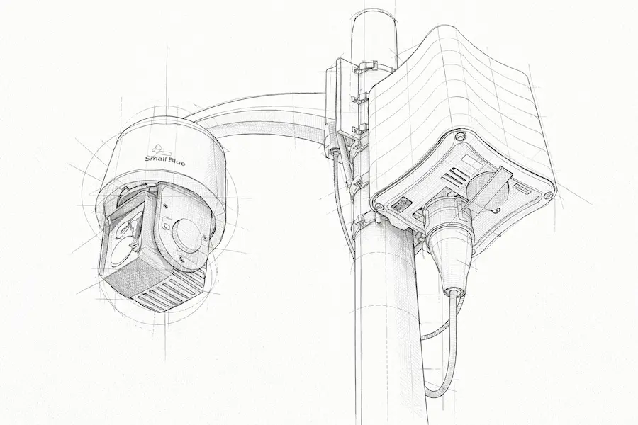 Blueprint illustration of the TES Small Blue ANPR camera