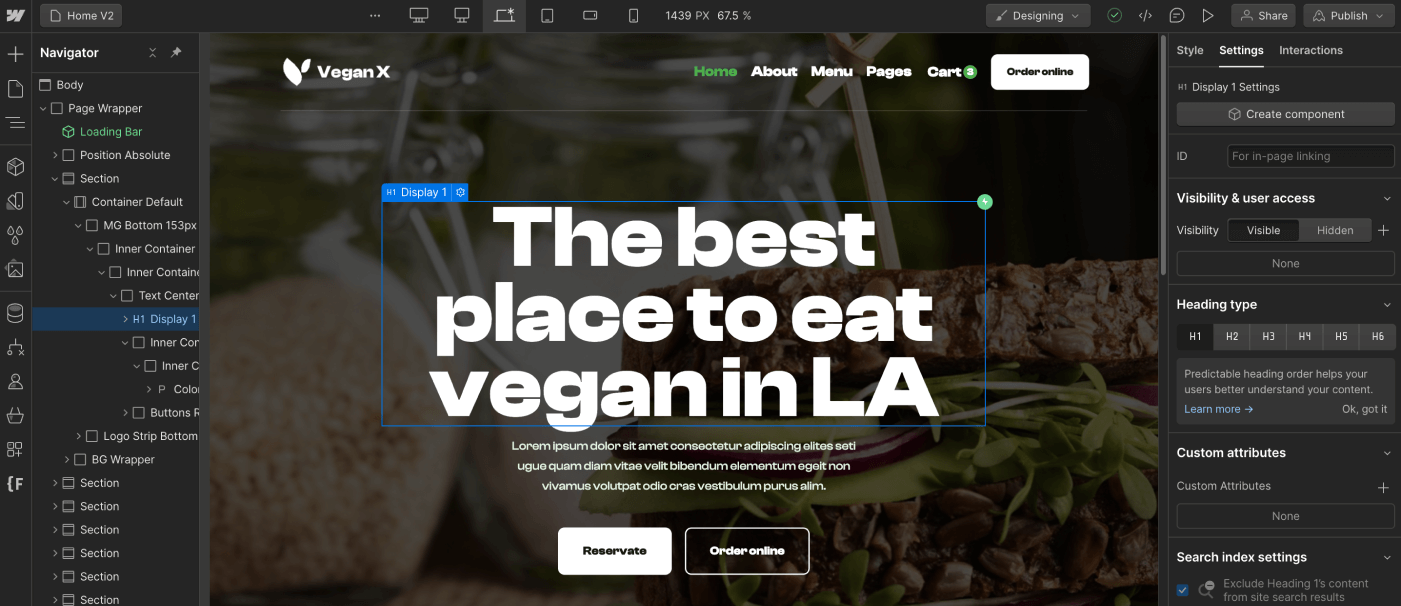Static Content - Vegan X Webflow Template