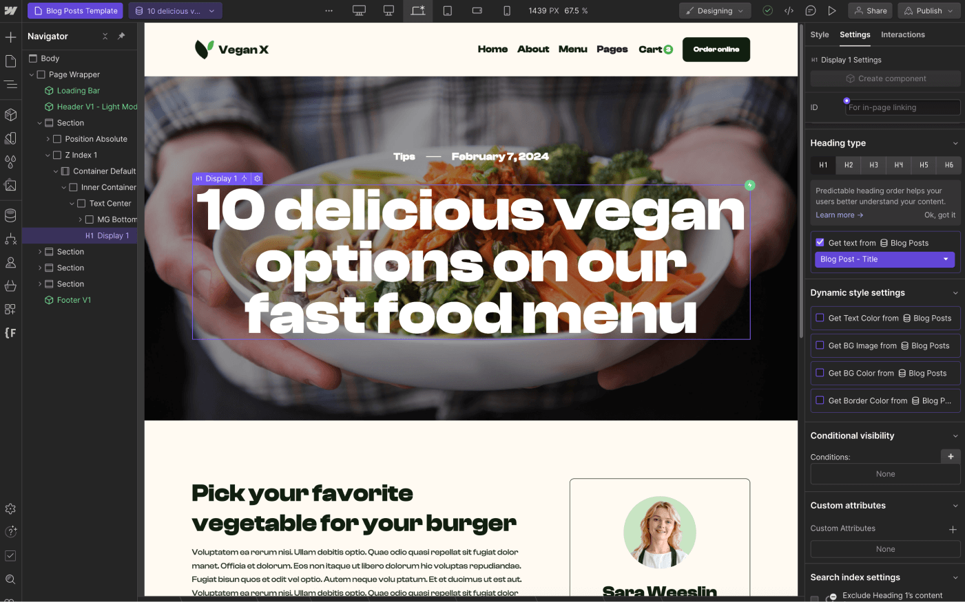 CMS Page - Vegan X Webflow Template
