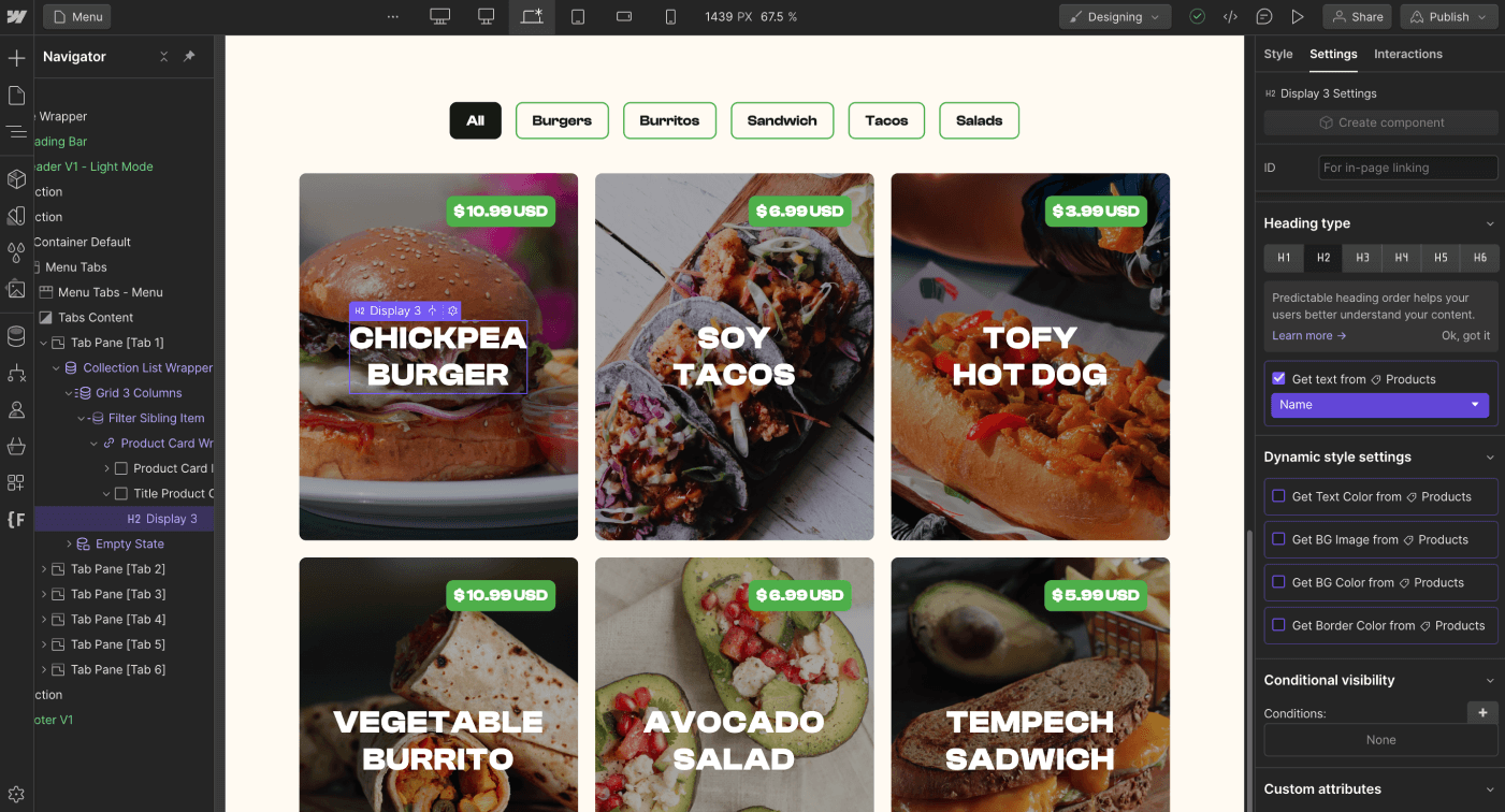 Ecommerce Content - Vegan X Webflow Template