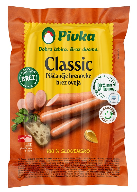 CLASSIC kipknack worst 220g PIVKA*