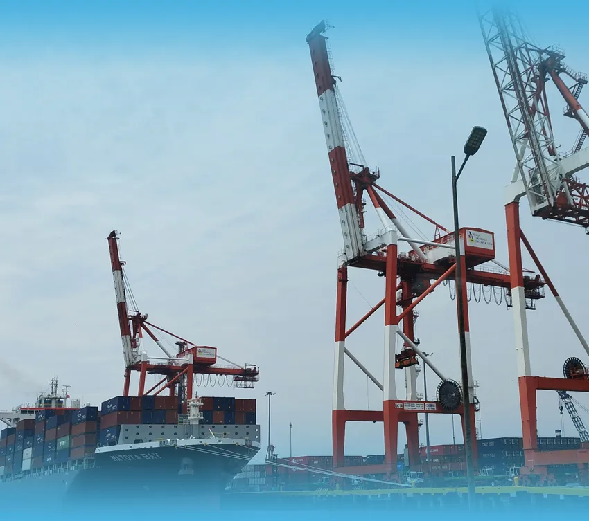 Intermodal drayage operations at a port terminal with container cranes