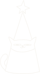White line drawing of a cat with a star on its head.