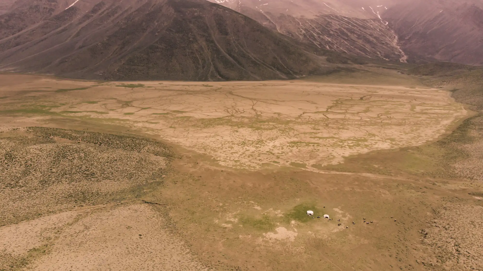 The Izourar lake plateau and nomad tents during the transhumance, Aït Bouguemez Valley