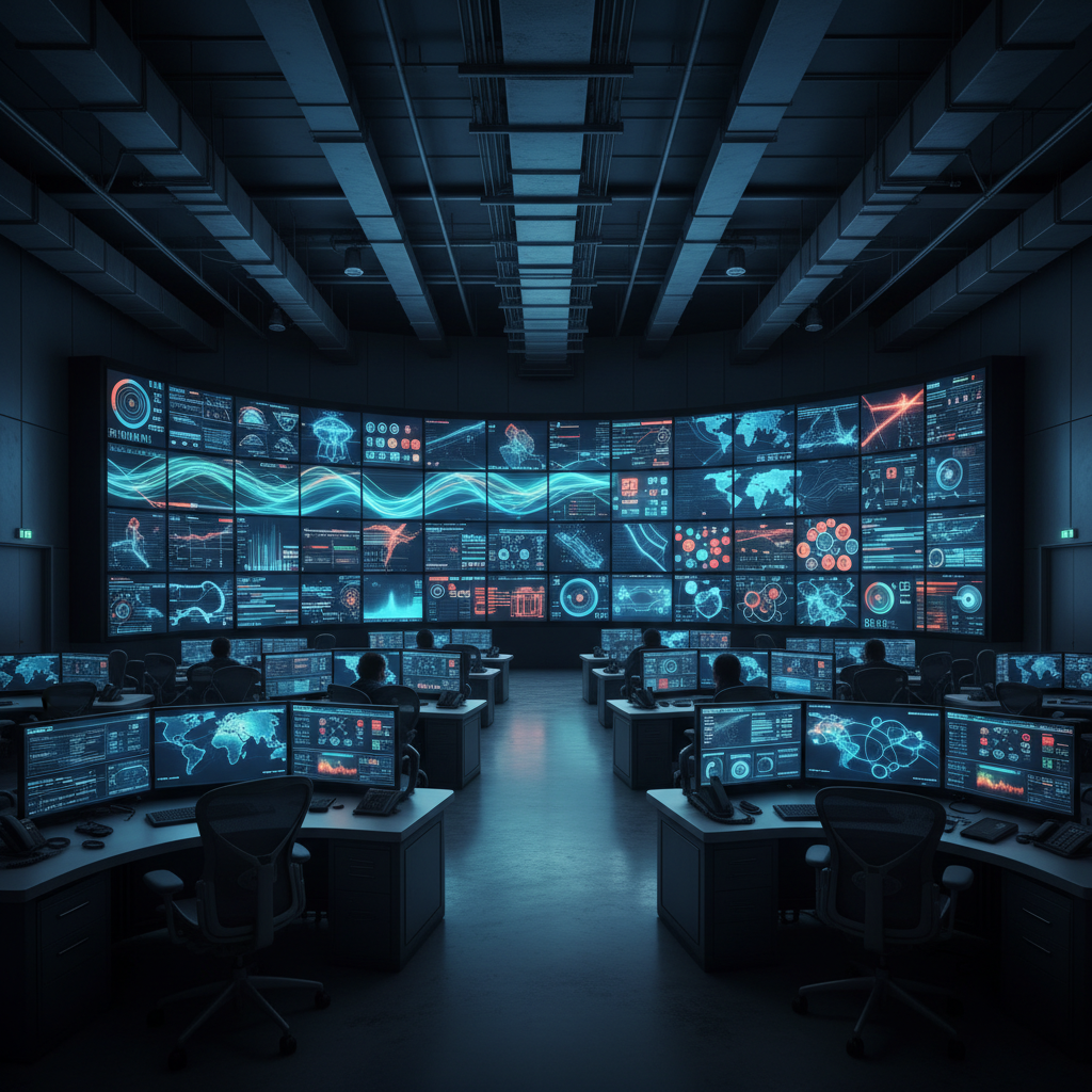 Operations control room monitoring real-time sensor data with Spotfire vs Tableau style dashboards