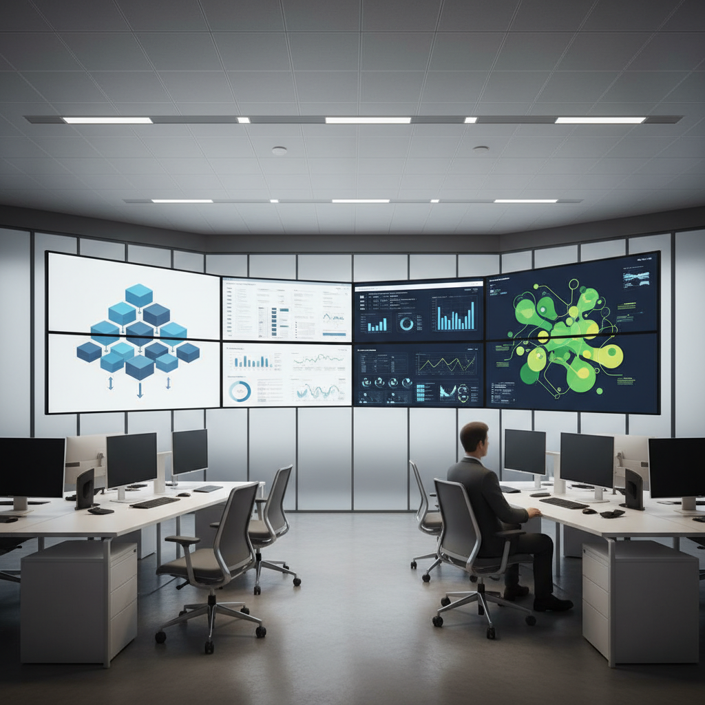 Screens showing analytics dashboards for Snowflake vs Databricks style data platforms