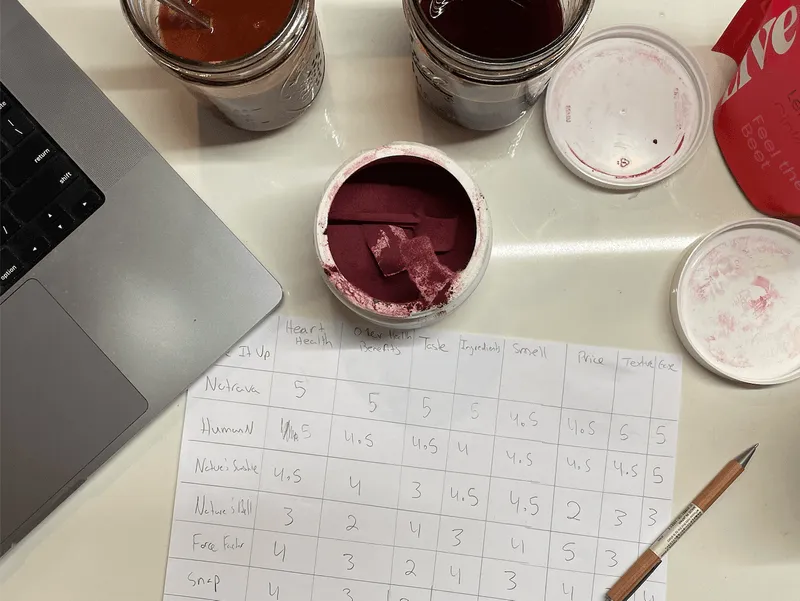 My score sheet for superfood greens powder