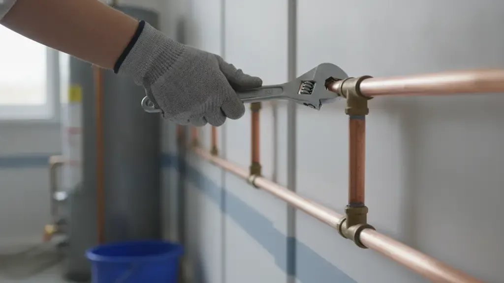 Plumbing technician repairing water pipes in Fountain Valley CA