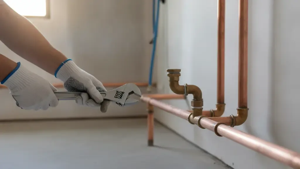 Plumbing technician repairing water pipes in Cypress CA