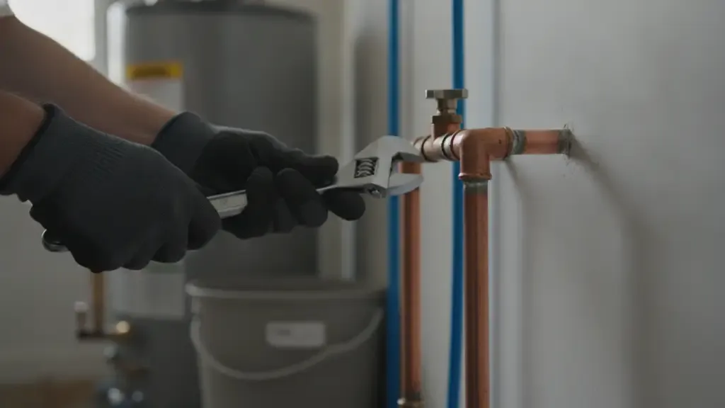 Plumbing technician repairing water pipes in Los Alamitos CA