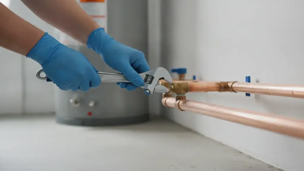 Plumbing technician repairing water pipes in Irvine CA