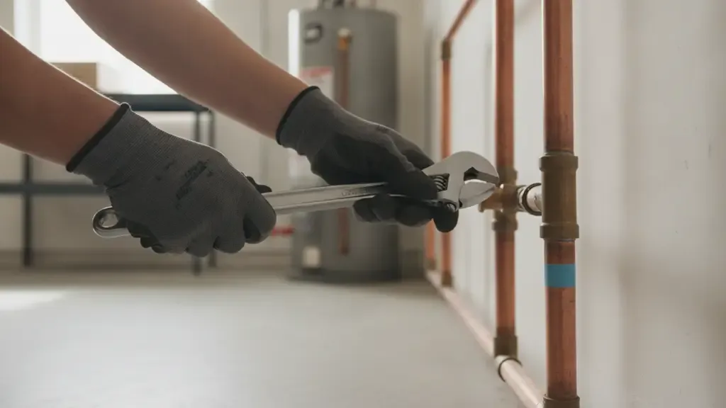 Plumbing technician repairing water pipes in Anaheim CA