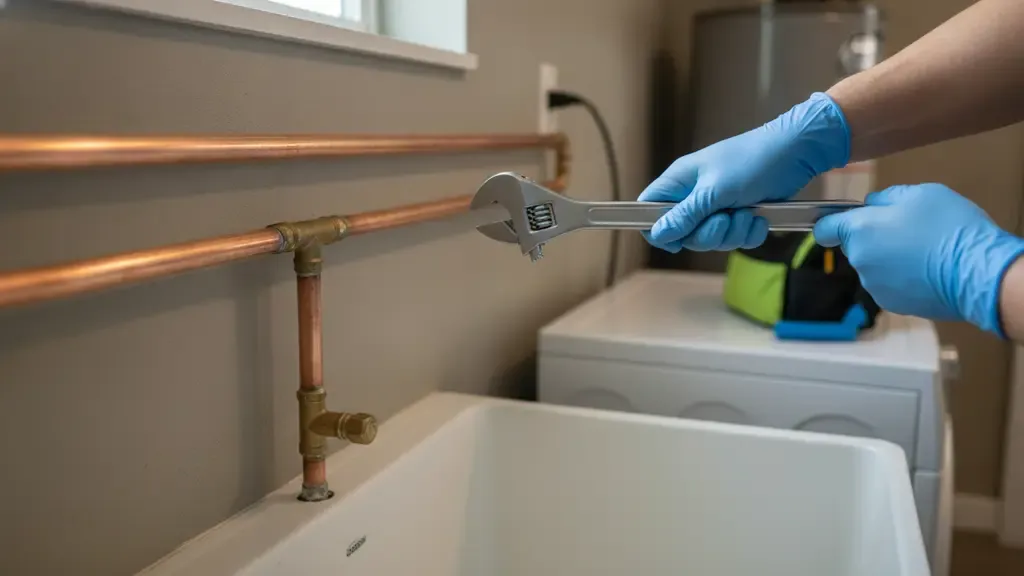 Plumbing technician repairing water pipes in Villa Park CA