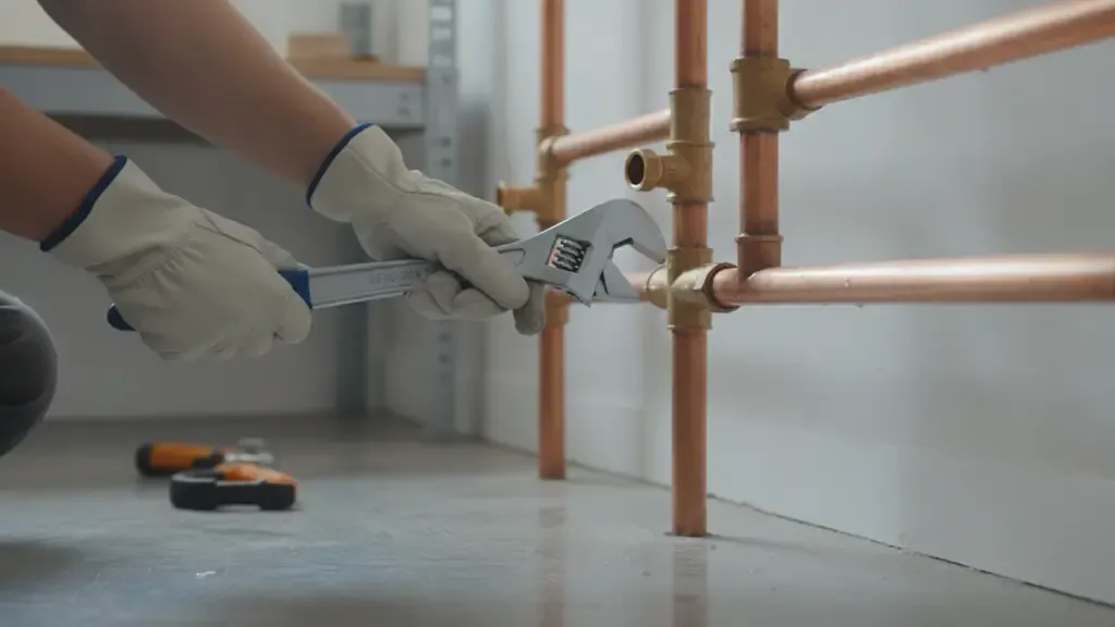 Plumbing technician repairing water pipes in Long Beach CA