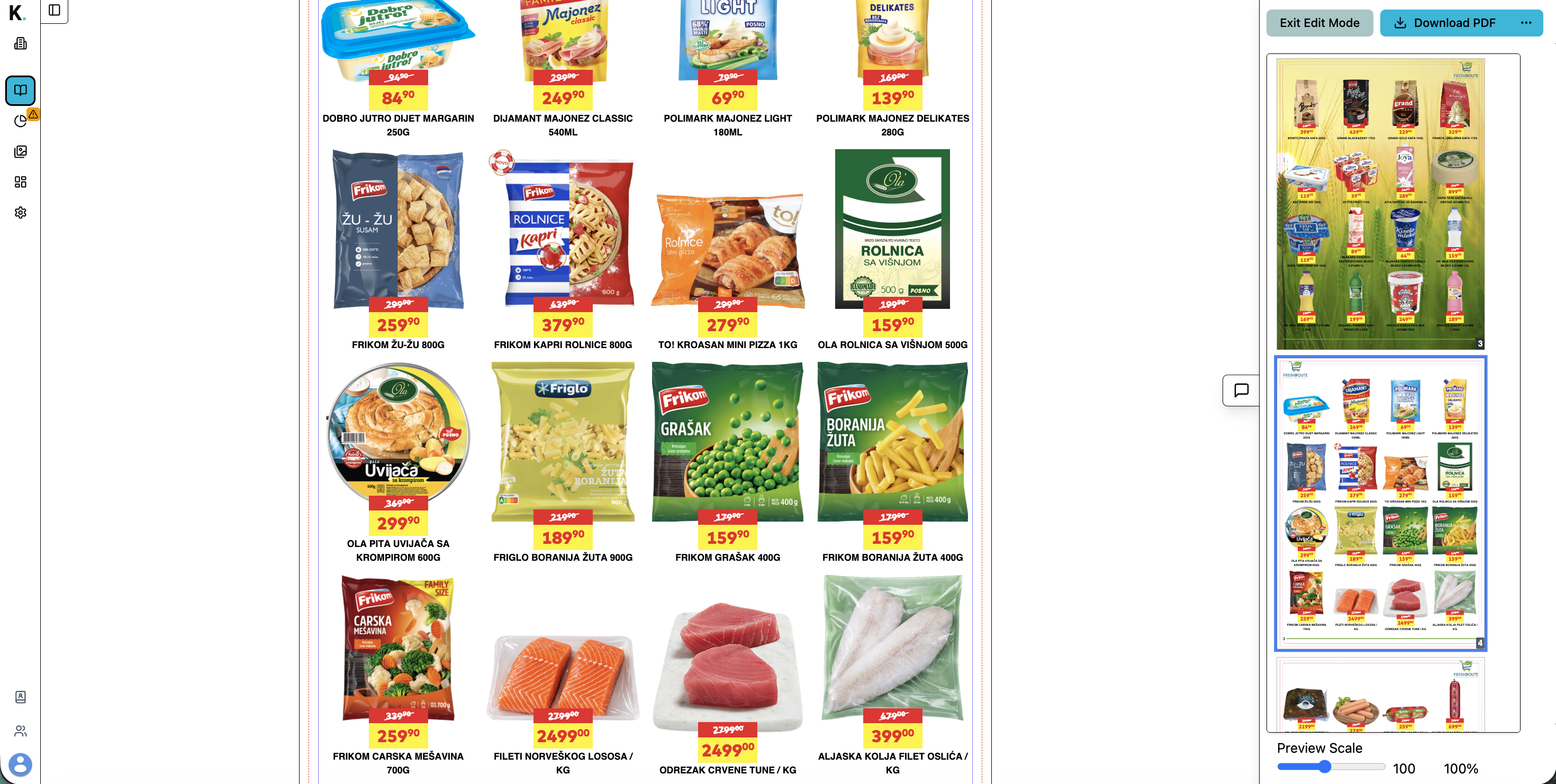 Katalyx page that allows for the preview and editing of the generated catalog