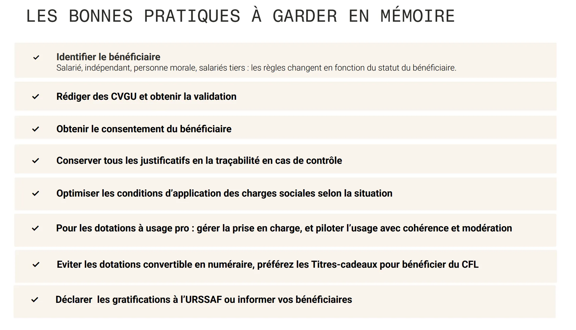 Les bonnes pratiques à garder en mémoire