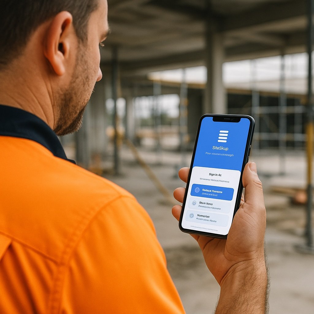 Plumber checking phone