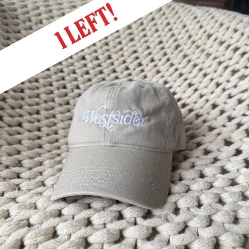 Khaki garment-washed cotton cap with Westsider script embroidered in white
