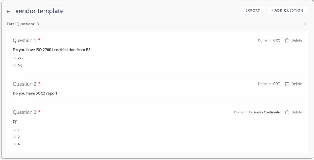 Scrut vendor security questions