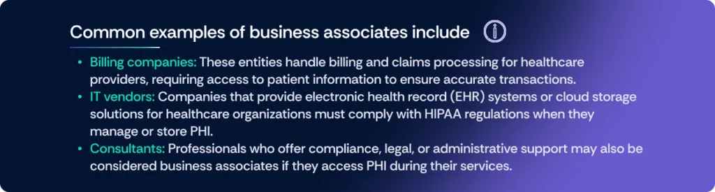 Common examples of business associates include