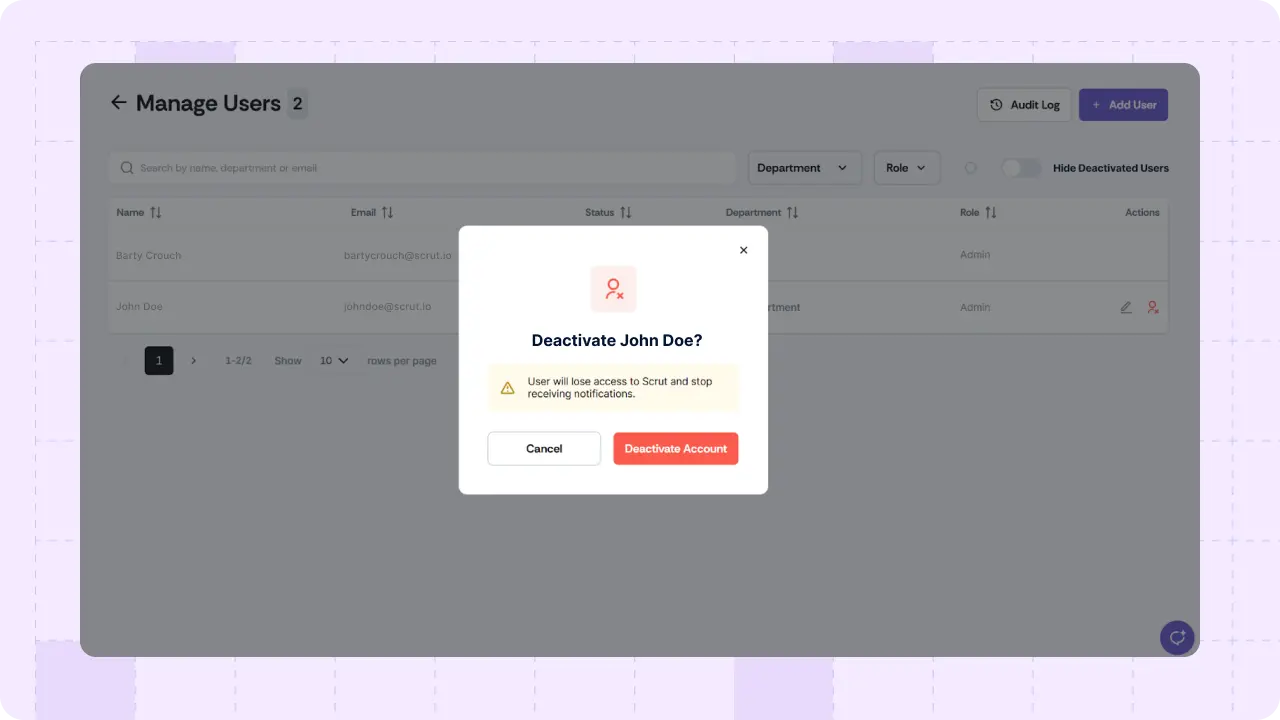 Smarter offboarding with user deactivation