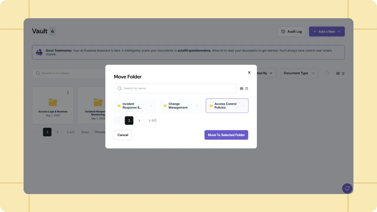 Organize documentation in Vault with flexible folder moves