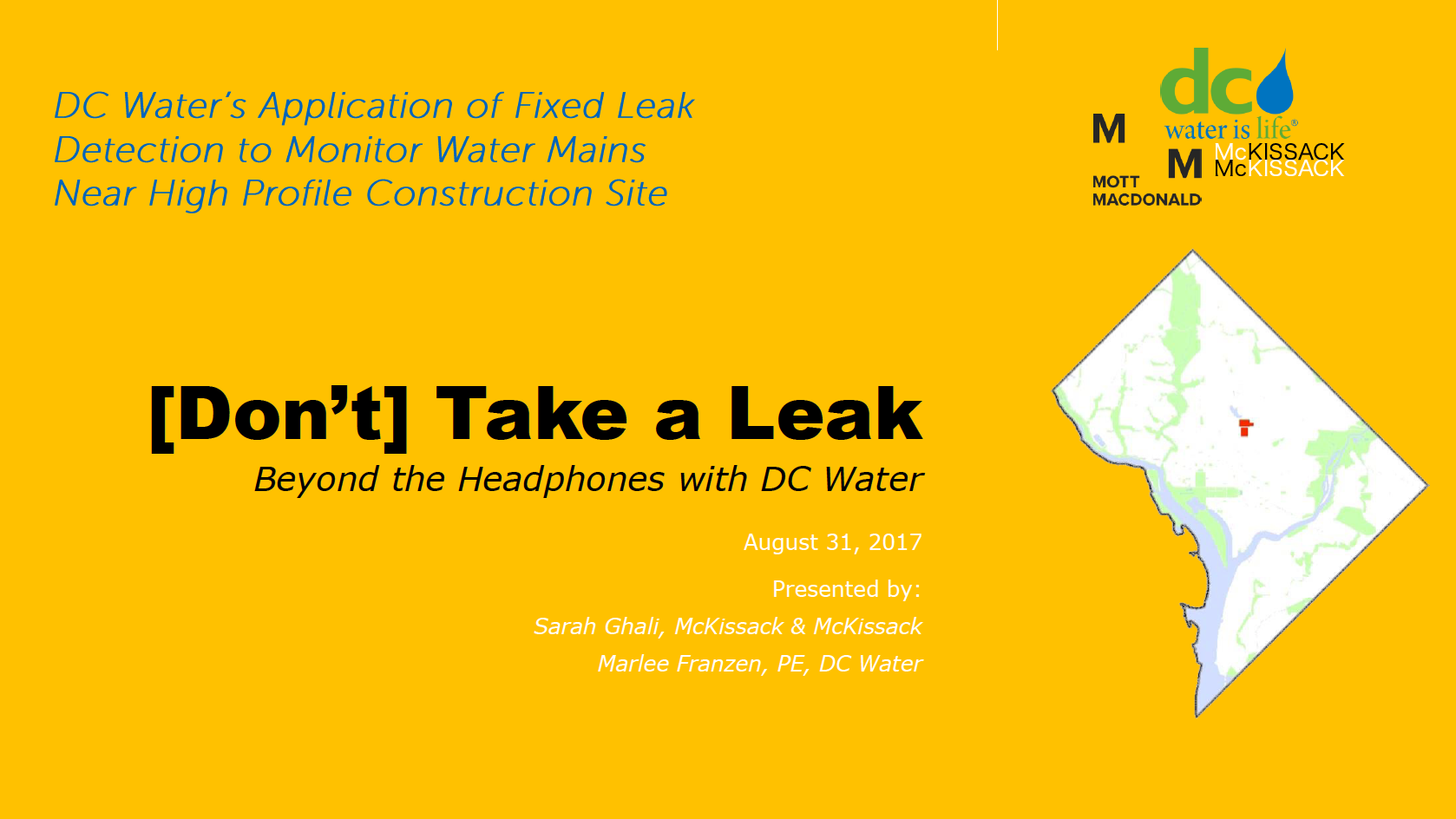This past 2017 Tri-Association Conference, Sarah Ghali of McKissack & McKissack, along with Mott MacDonald and DC Water, presented "[Don't] Take a Leak."
